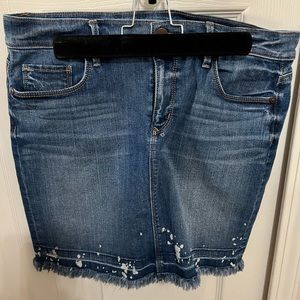 The Loft stretch denim destroyed mini skirt
